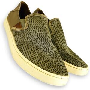 Olukai Womens 6-5 Pehuea Slip On Sneaker Olive Beach Sneaker